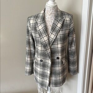 Primark Black and White Blazer Tailored Fit Plaid